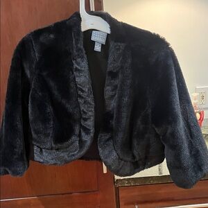 Black Faux Fur Bolero Jacket